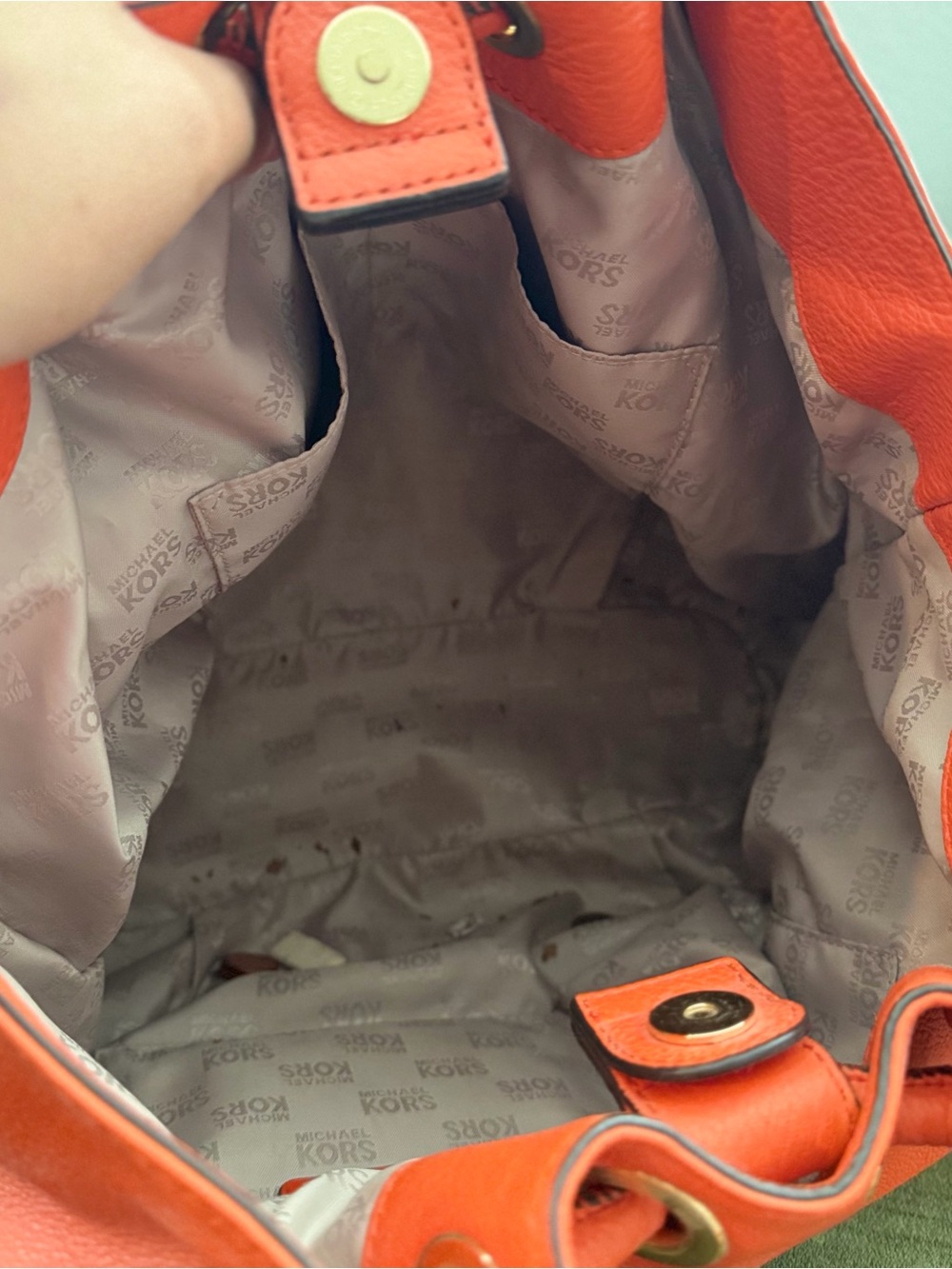 Michael Kors Coral-Orange Pebbled Leather Tassel Tote - Picture 4 of 4